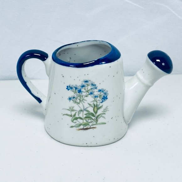 Vintage Mini Ceramic Water Can  Counterpoint Japan Forget-Me-Not Flowers - Picture 4 of 12